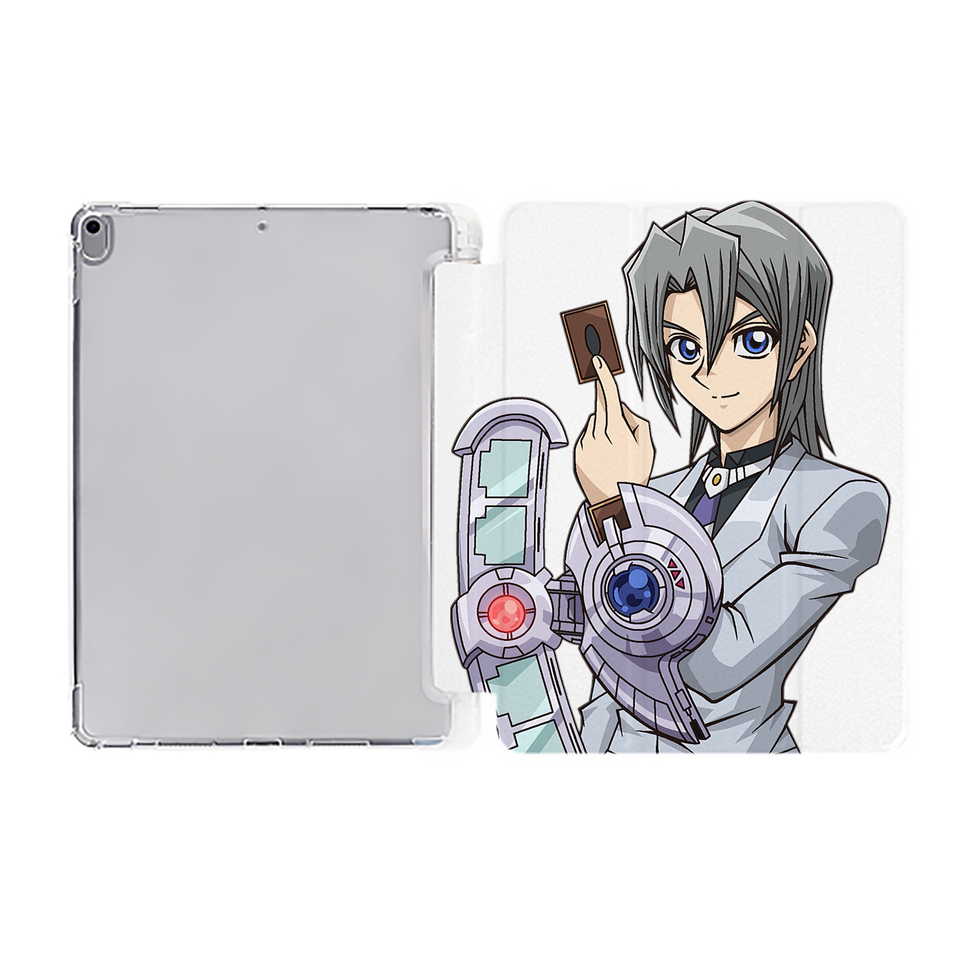 （画像用） 遊☆戯☆王 Yu-Gi-Oh! IPad ケース ペン収納付き 三つ折りスタンド PUレザー×シリコン 対応機種9.5/10.5/10.9インチ